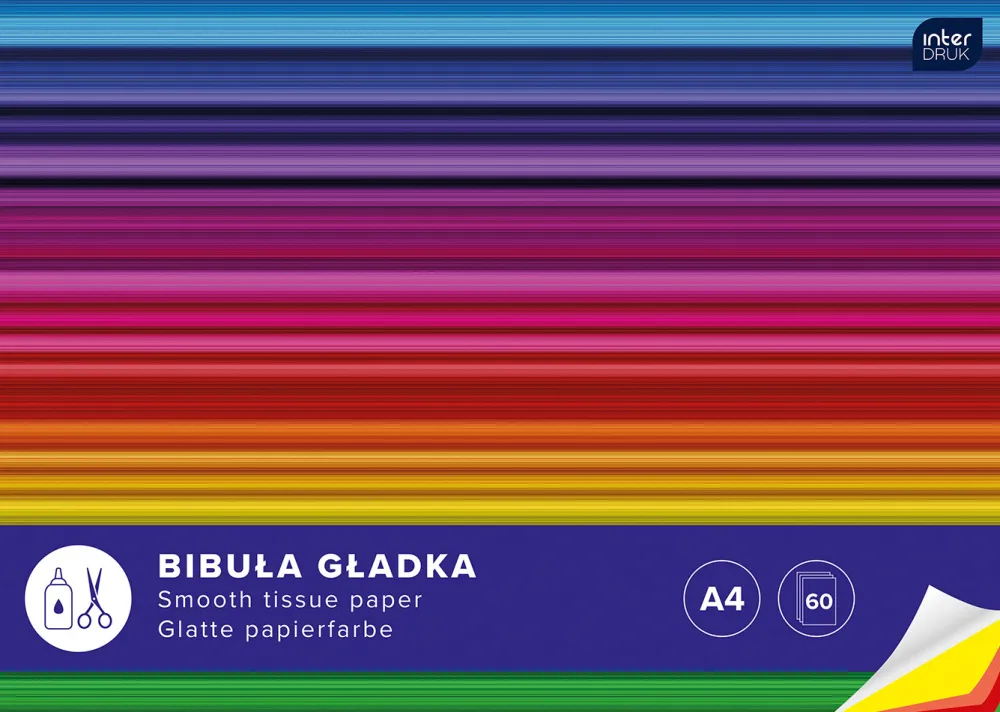 Interdruk Bibuła gładka w zeszycie A4 - - 10 kolorów, 60 ark.