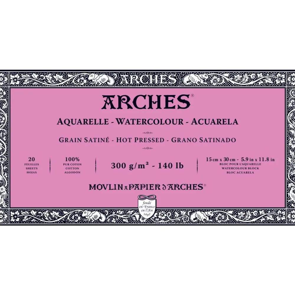 Arches Blok do akwareli - - hot pressed, 15 x 30 cm, 300 g, 20 ark. > Papier Do Akwareli