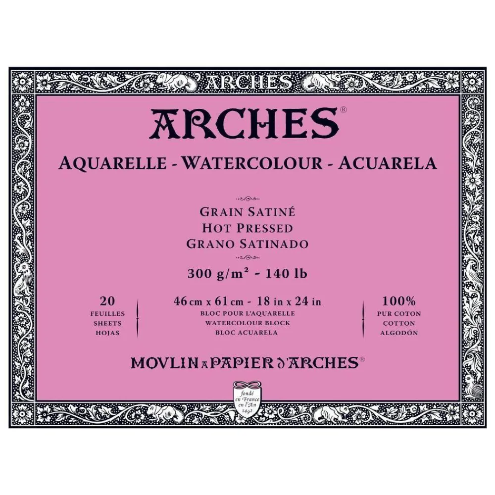 Arches Blok do akwareli - - hot pressed, 46 x 61 cm, 300 g, 20 ark. > Papier Do Akwareli