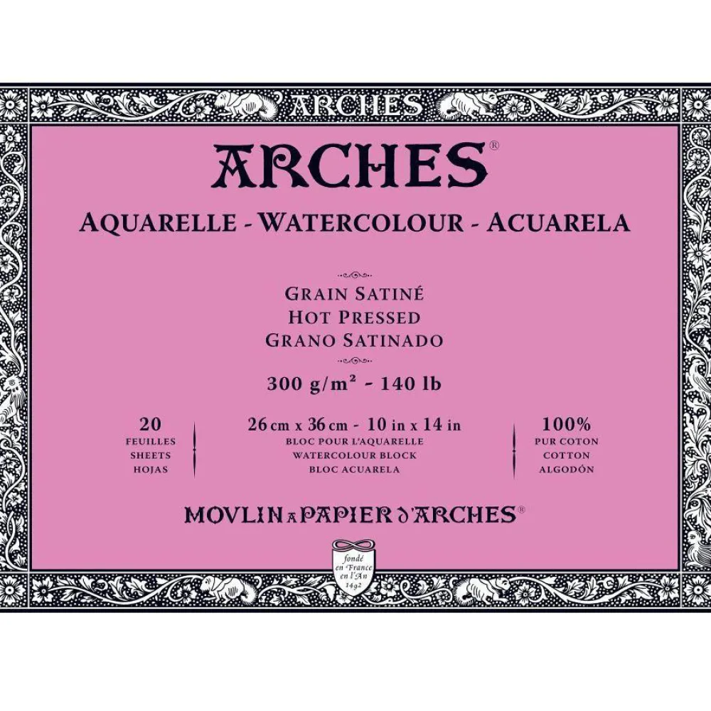 Arches Blok do akwareli - - hot pressed, 26 x 36 cm, 300 g, 20 ark. > Papier Do Akwareli