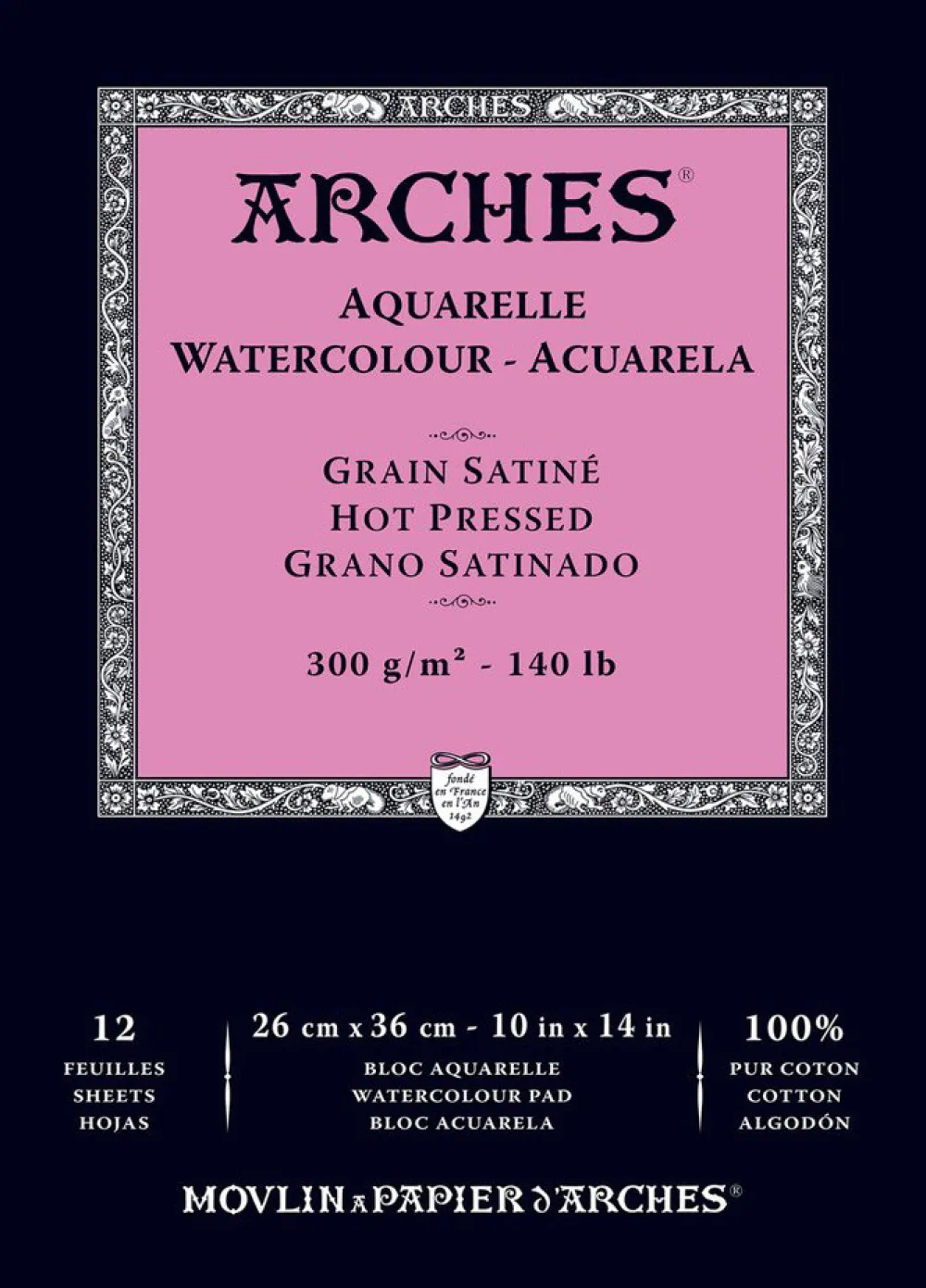 Arches Blok do akwareli - - hot pressed, 26 x 36 cm, 300 g, 12 ark. > Papier Do Akwareli