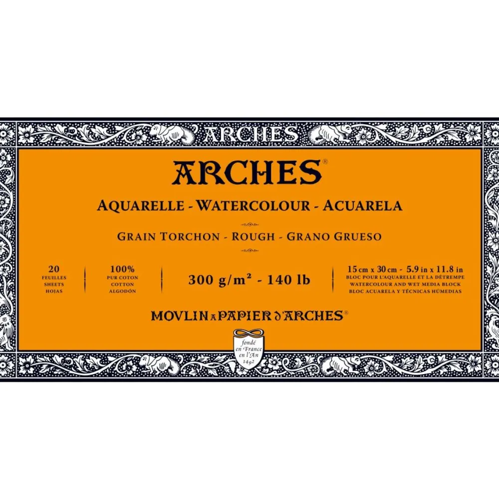 Arches Blok do akwareli - - rough, 15 x 30 cm, 300 g, 20 ark.
