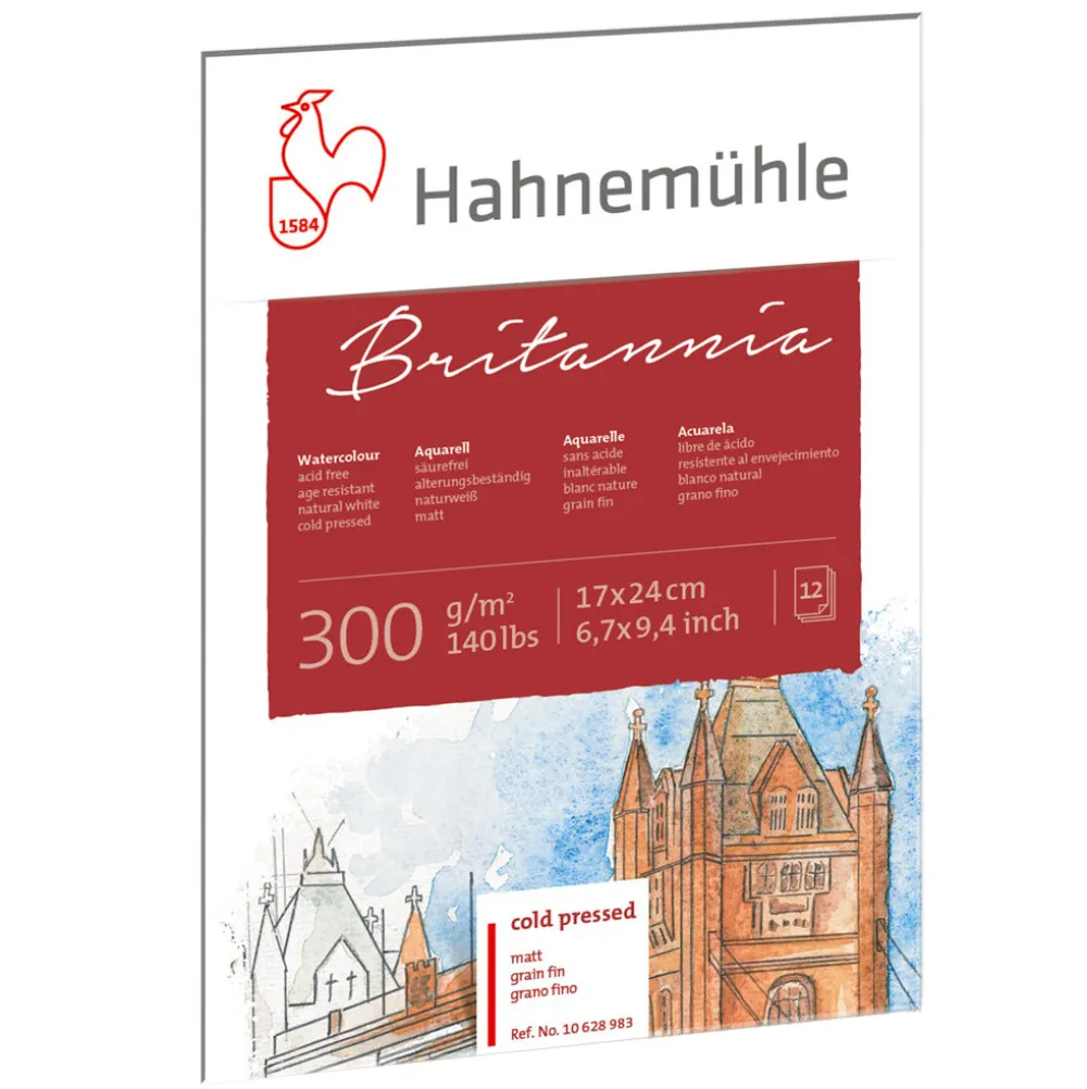 Hahnemuhle Blok do akwareli Britannia - Hahnemühle - cold pressed, 17 x 24 cm, 300 g, 12 ark.