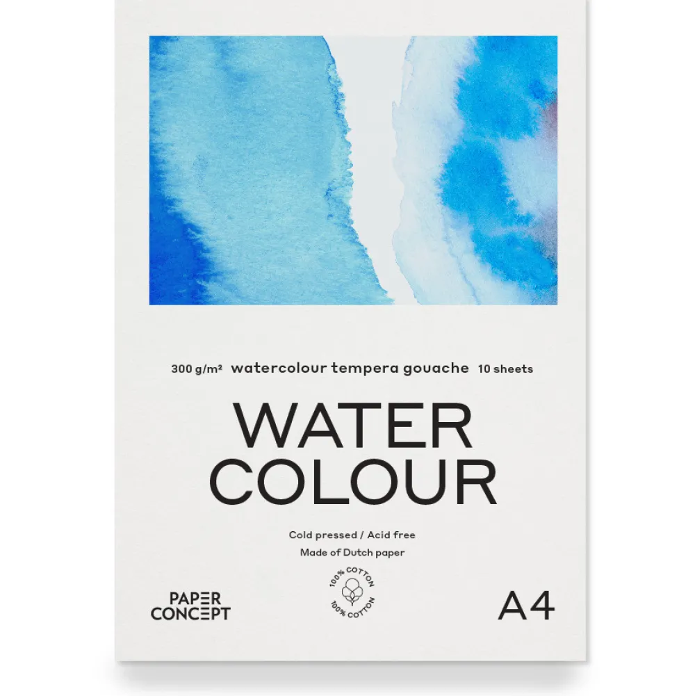 PaperConcept Blok do akwareli 100% Cotton - - A4 300 g 10 ark.