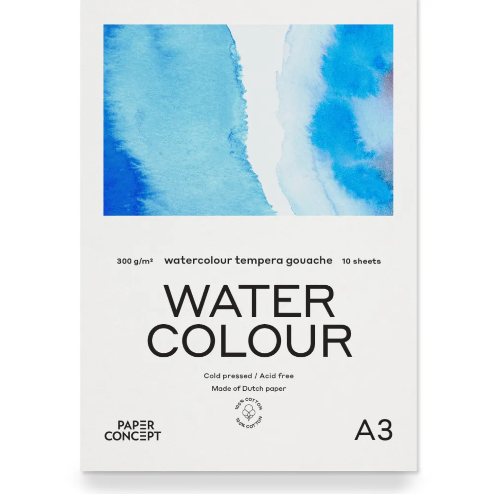PaperConcept Blok do akwareli 100% Cotton - - A3 300 g 10 ark.