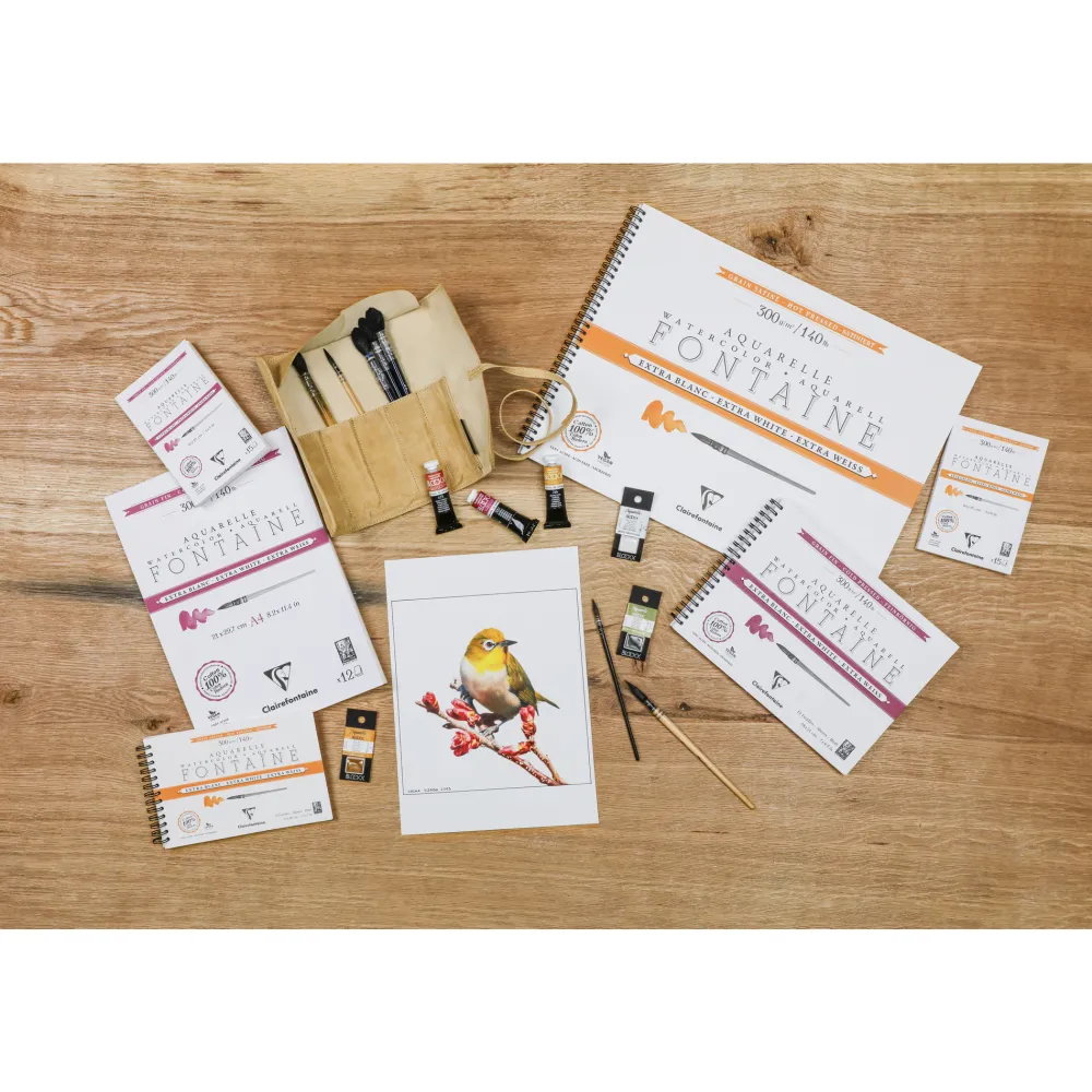 Clairefontaine Blok do akwareli Fontaine Watercolour - - hot pressed, A4, 300 g, 12 ark.