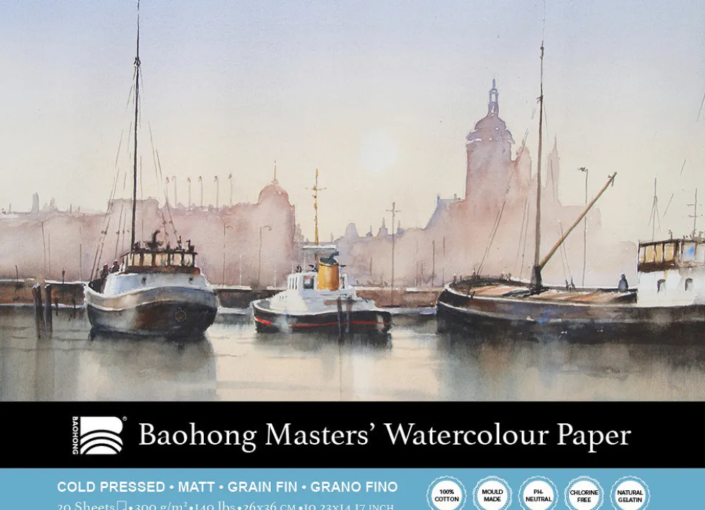 Baohong Blok do akwareli Master's 26 x 36 cm - - cold pressed, 300 g, 20 ark. > Papier Do Akwareli