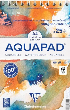 Clairefontaine Blok do akwareli na spirali Aquapad Watercolour - - A4, 300 g, 25 ark.