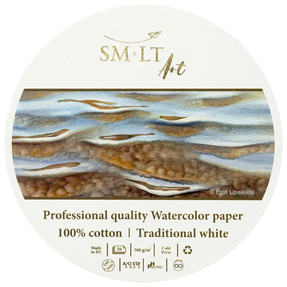 SMLT Blok do akwareli Professional Watercolor - SM-LT - biały, okrągły, 16 cm, 300 g, 20 ark.