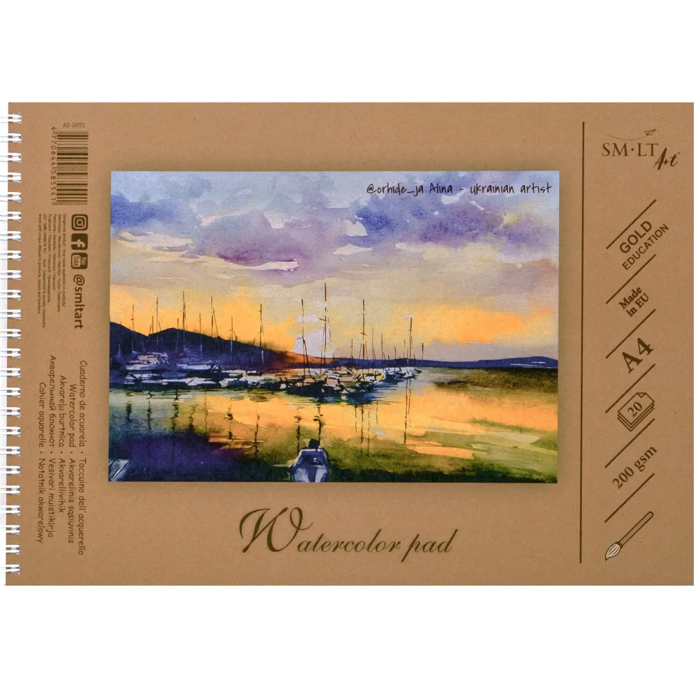SMLT Blok do akwareli Watercolor Pad na spirali - SM-LT - A4, 200 g, 20 ark. > Papier Do Akwareli