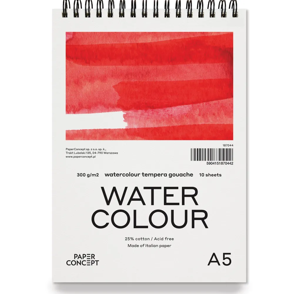 PaperConcept Blok do akwareli Watercolour na spirali - - cold press A5 300 g 10 ark.
