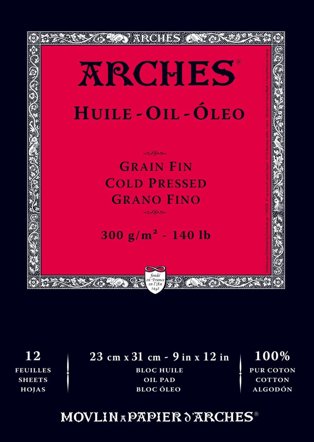 Arches Blok do farb olejnych - - cold pressed, 23 x 31 cm, 300 g, 12 ark. > Papier Do Akryli I Farb Olejnych