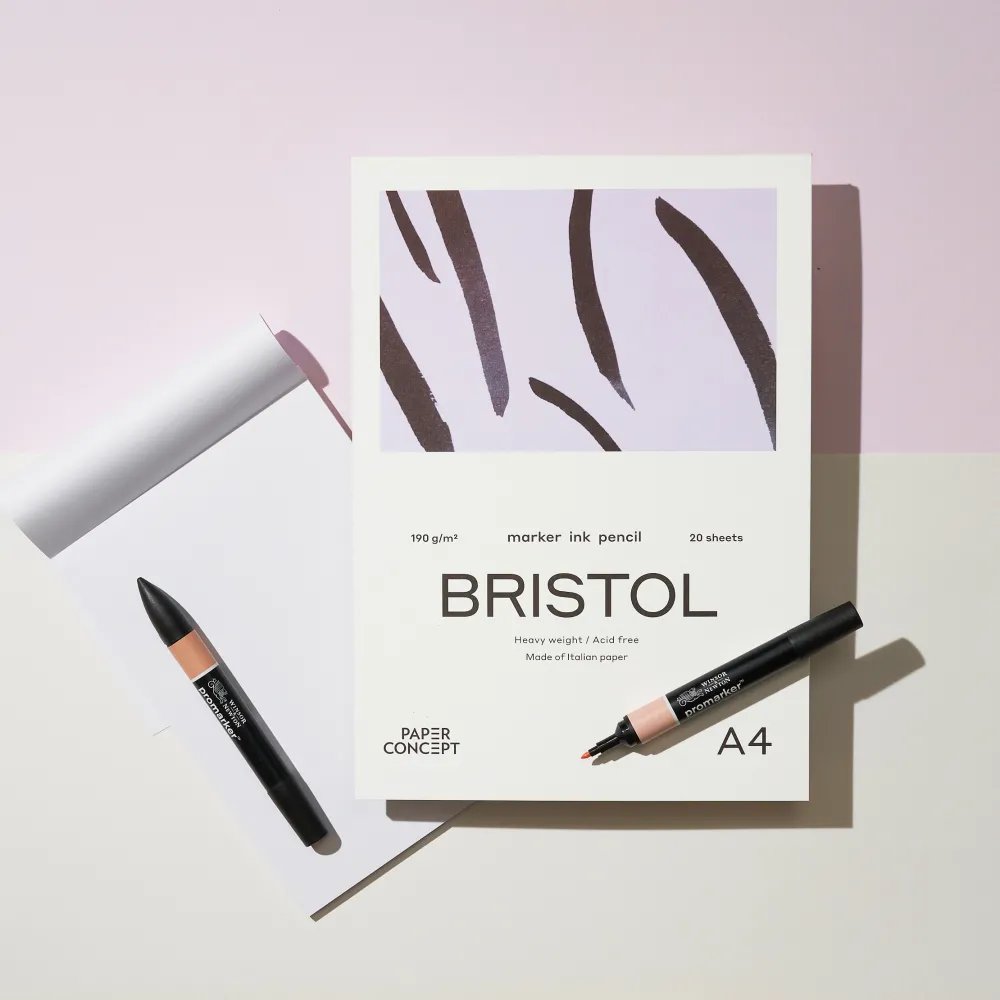 PaperConcept Blok do kredek i tuszu Bristol - - smooth A4 190 g 20 ark. > Bloki Uniwersalne|Bloki Rysunkowe