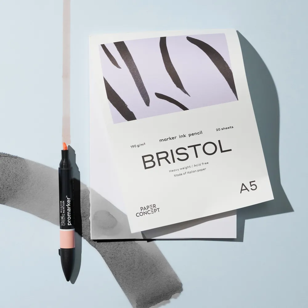 PaperConcept Blok do kredek i tuszu Bristol - - smooth A4 190 g 20 ark. > Bloki Uniwersalne|Bloki Rysunkowe