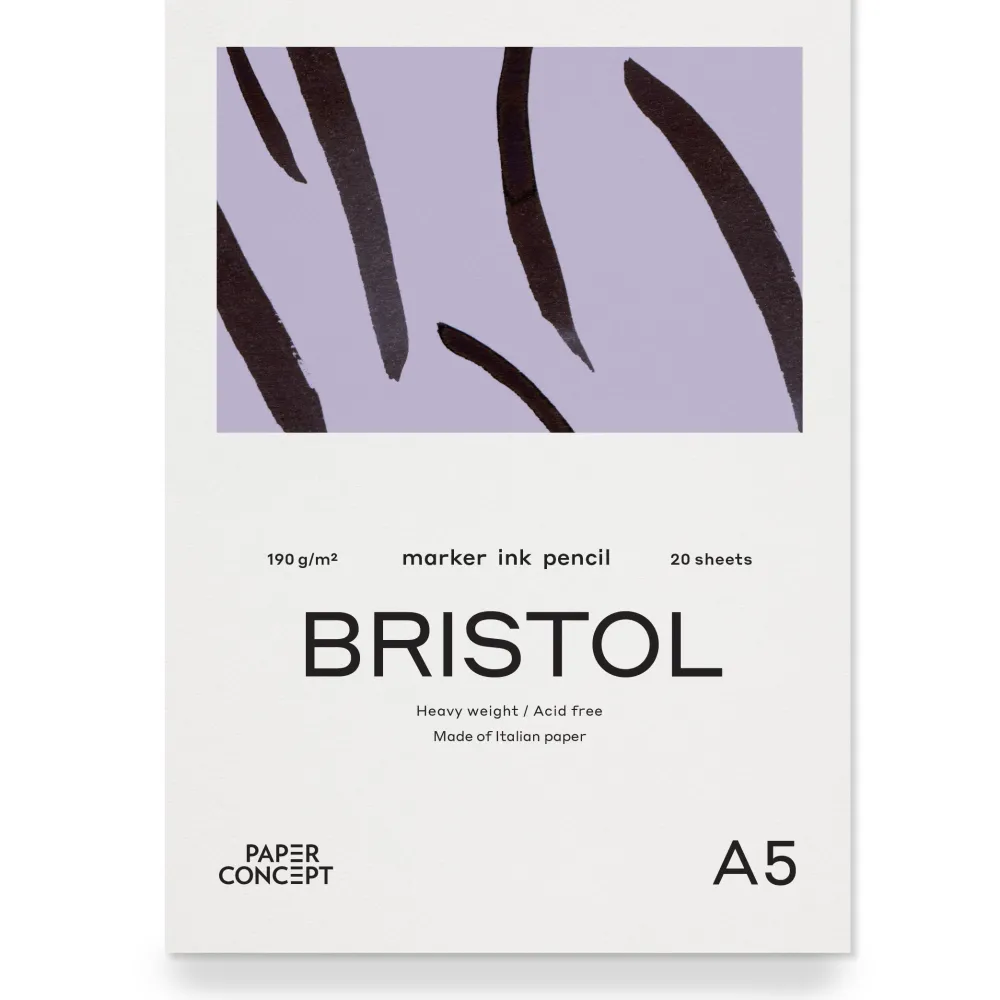 PaperConcept Blok do kredek i tuszu Bristol - - smooth A4 190 g 20 ark. > Bloki Uniwersalne|Bloki Rysunkowe