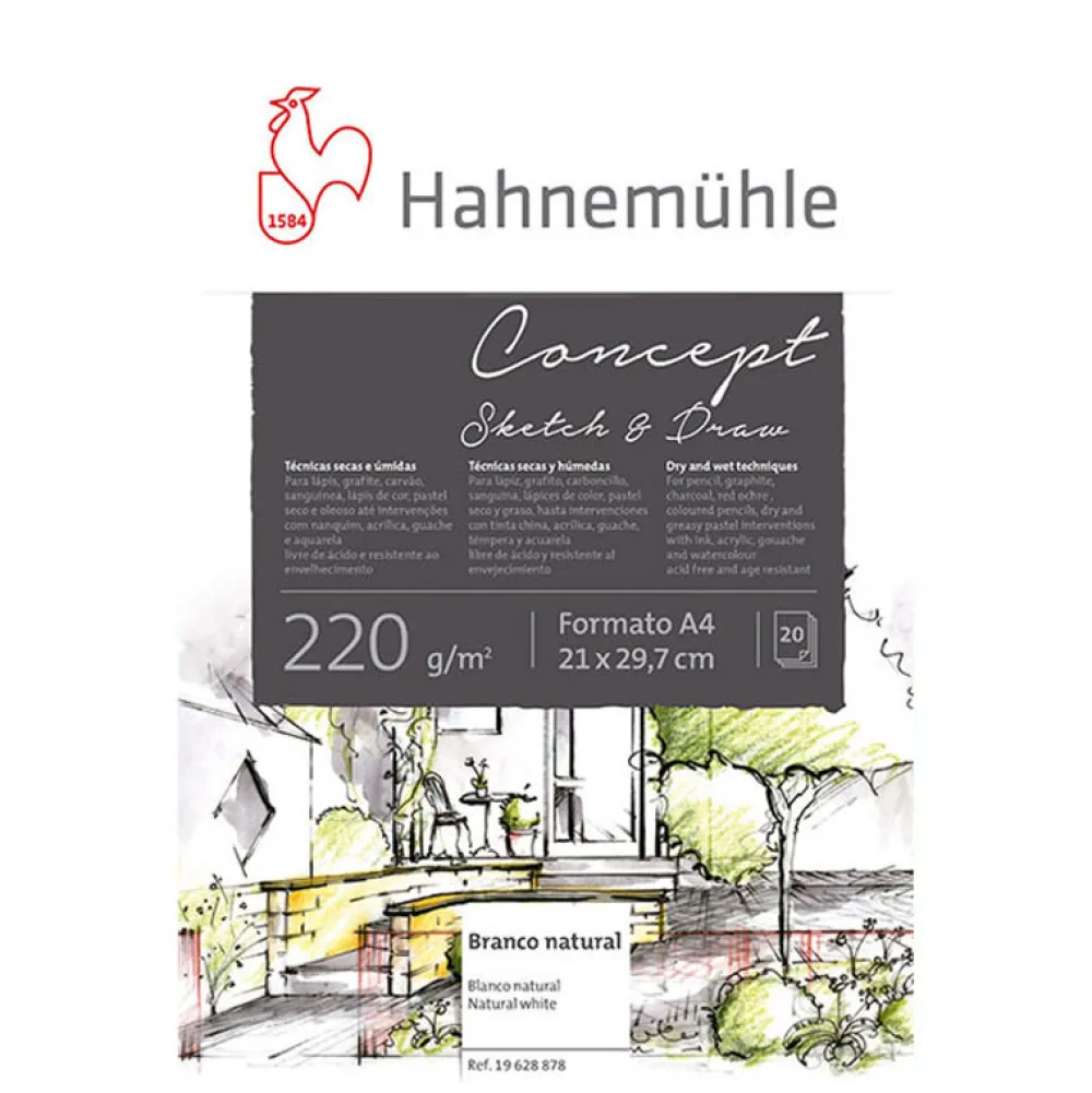Hahnemuhle Blok do rysowania Concept Sketch & Draw - Hahnemühle - A4, 220 g, 20 ark. > Bloki Rysunkowe