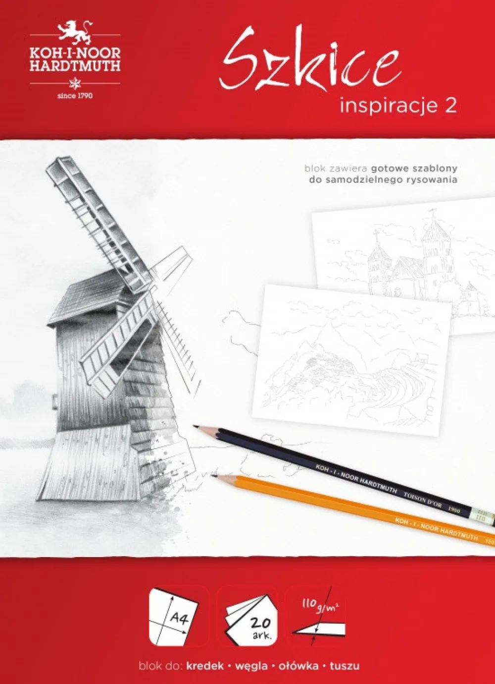 KOH-I-NOOR Blok Inspiracje 2, A4 - - Szkice, 110 g, 20 ark.