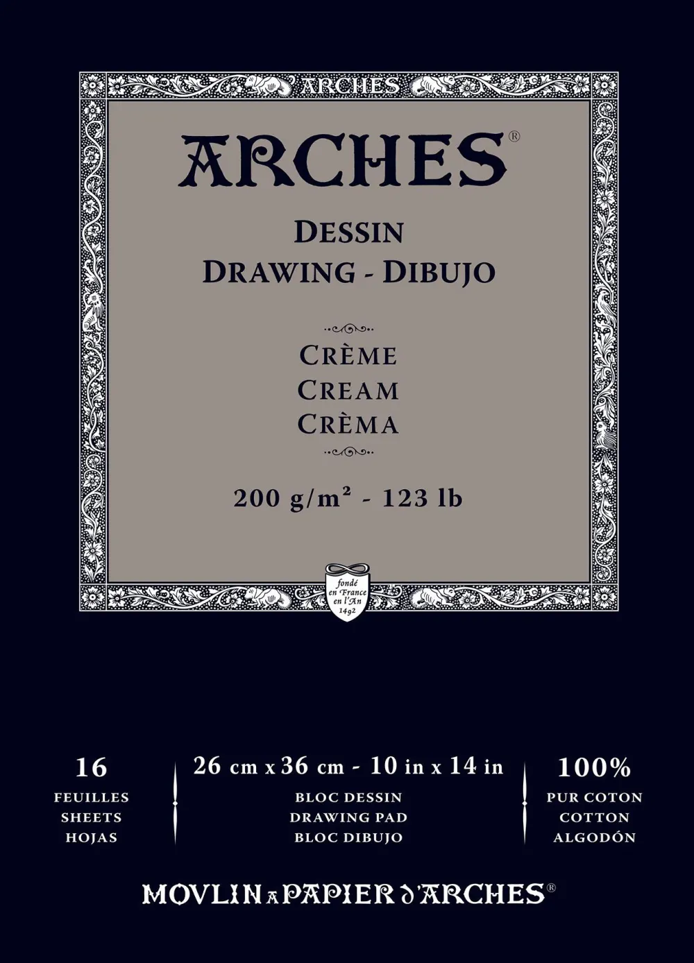 Arches Blok rysunkowy - - cream, 23 x 31 cm, 200 g, 16 ark. > Bloki Rysunkowe