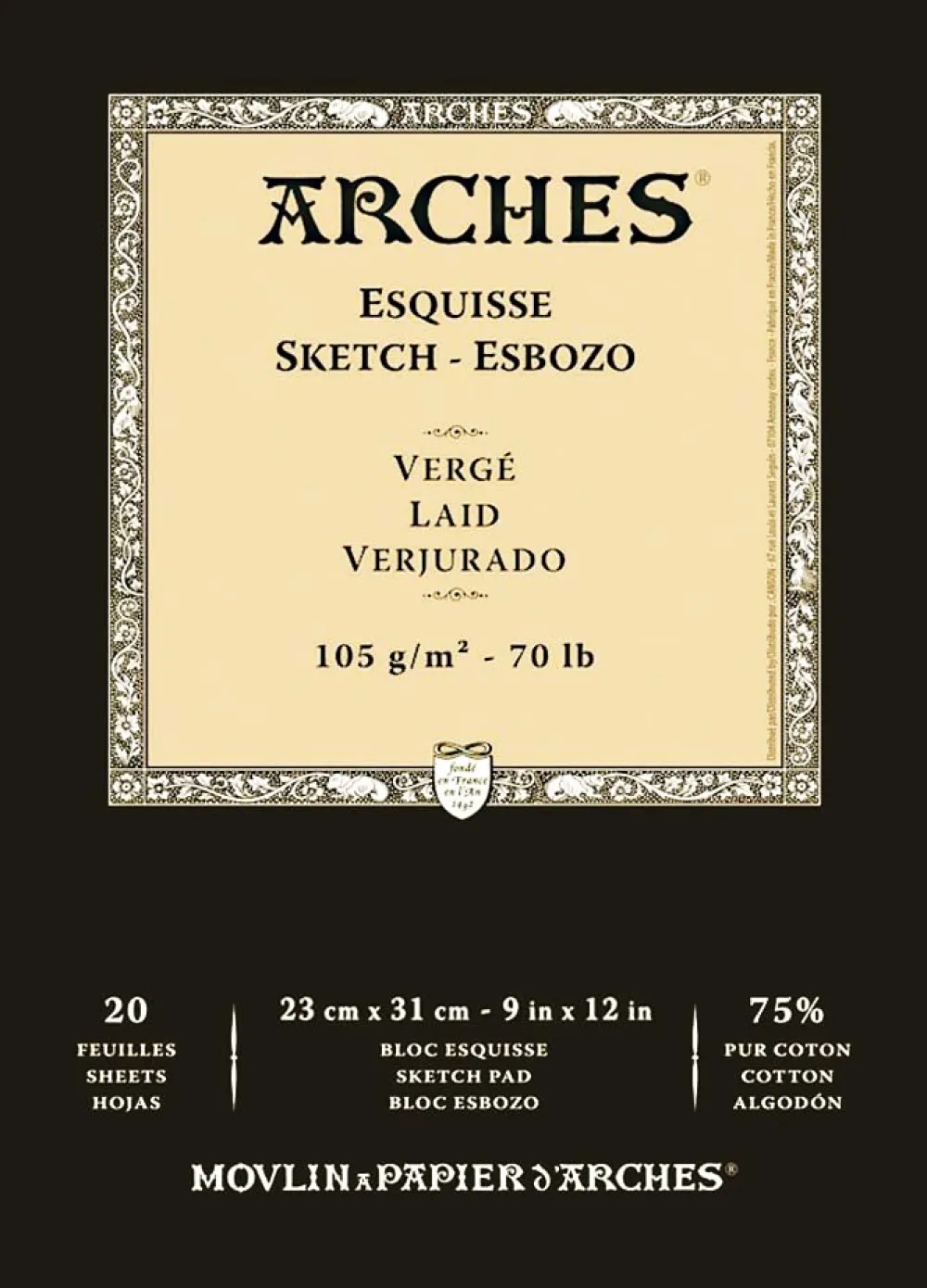 Arches Blok rysunkowy - - laid, 23 x 31 cm, 105 g, 20 ark. > Bloki Rysunkowe