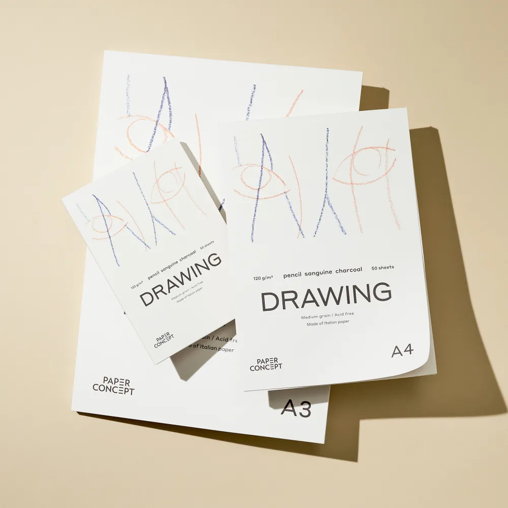 PaperConcept Blok rysunkowy Drawing - - medium grain A3 120 g 50 ark.