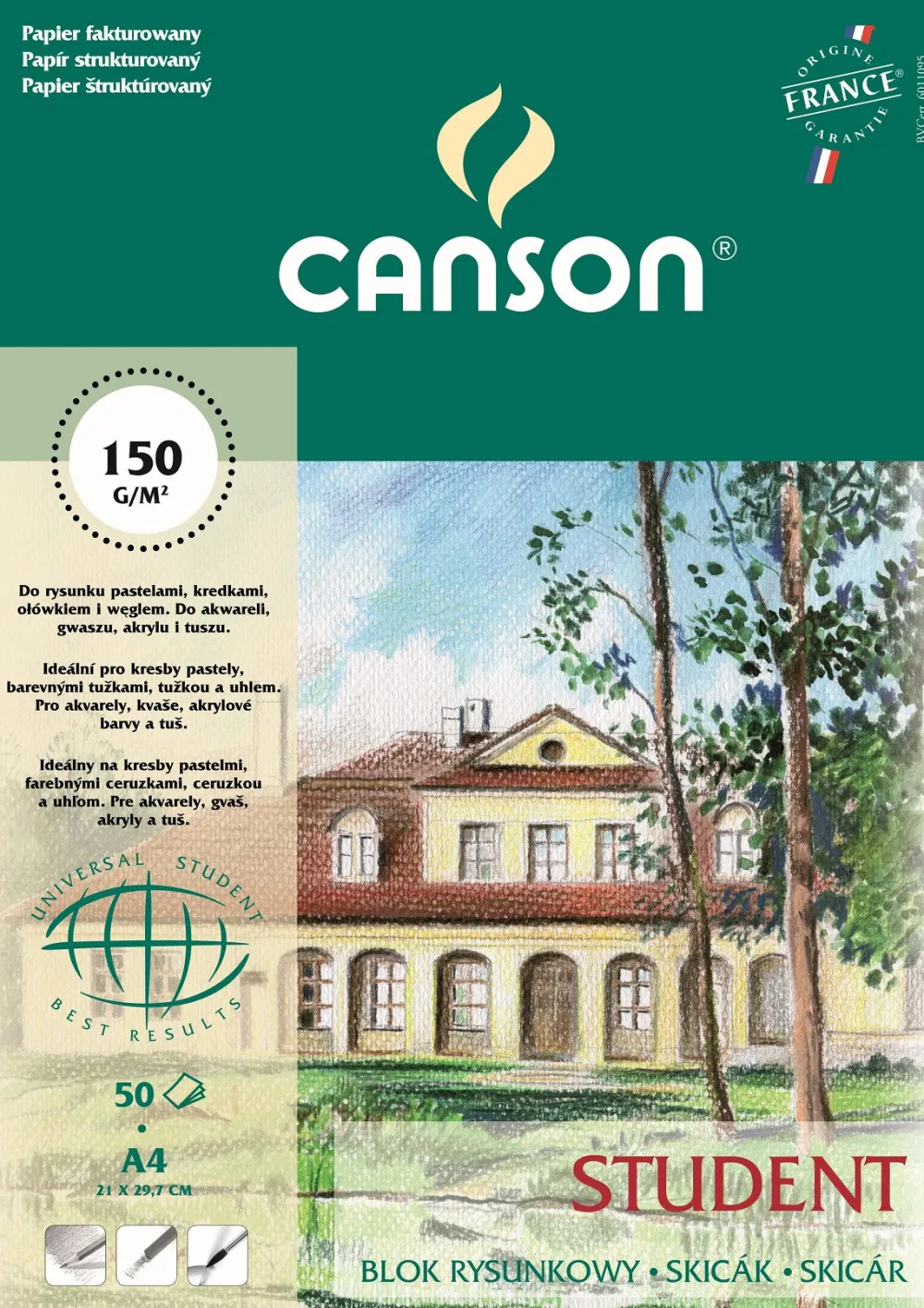 Canson Blok rysunkowy Student A4 - - 150 g, 50 ark.