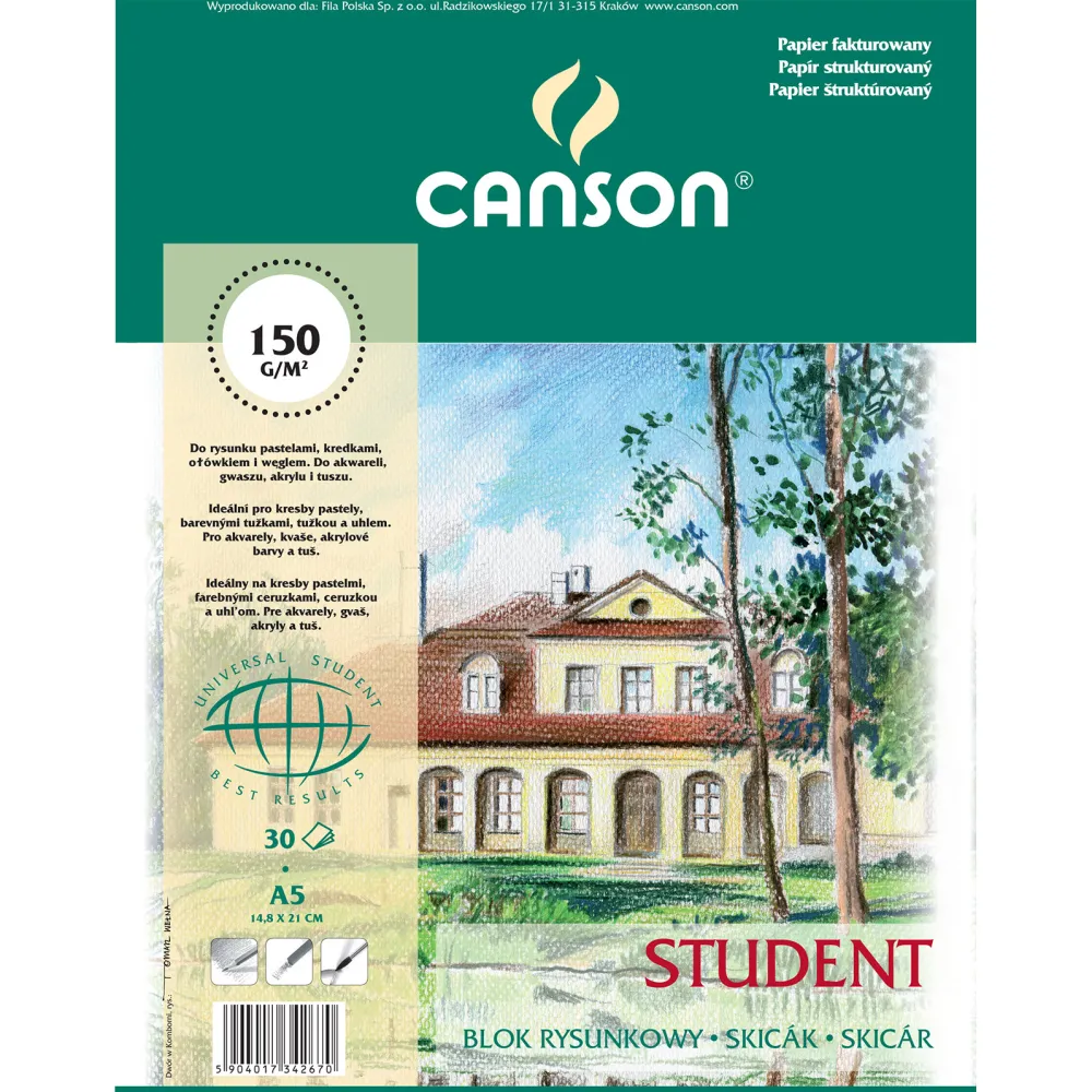 Canson Blok rysunkowy Student A5 - - 150 g, 30 ark. > Bloki Rysunkowe