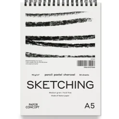 PaperConcept Blok szkicowy Sketching na spirali - - medium grain A5 90 g 50 ark.