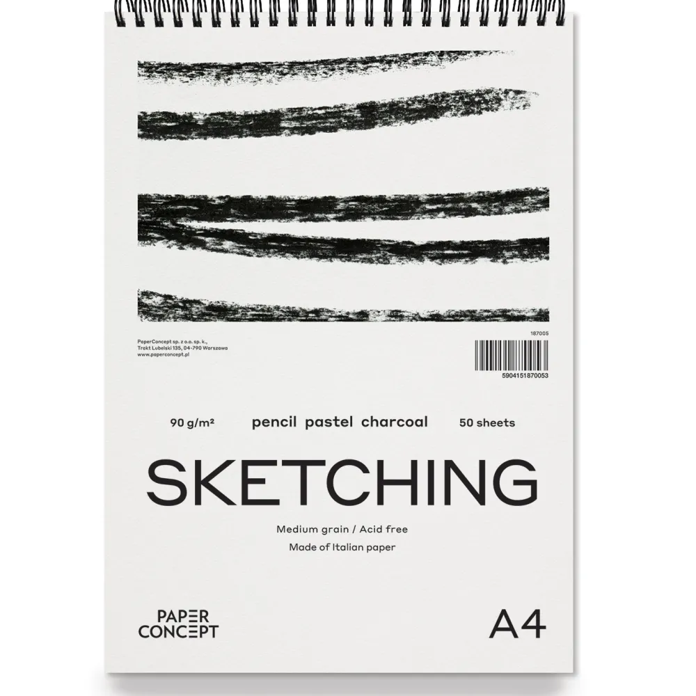 PaperConcept Blok szkicowy Sketching na spirali - - medium grain A4 90 g 50 ark. > Bloki Szkicowe|Bloki Rysunkowe