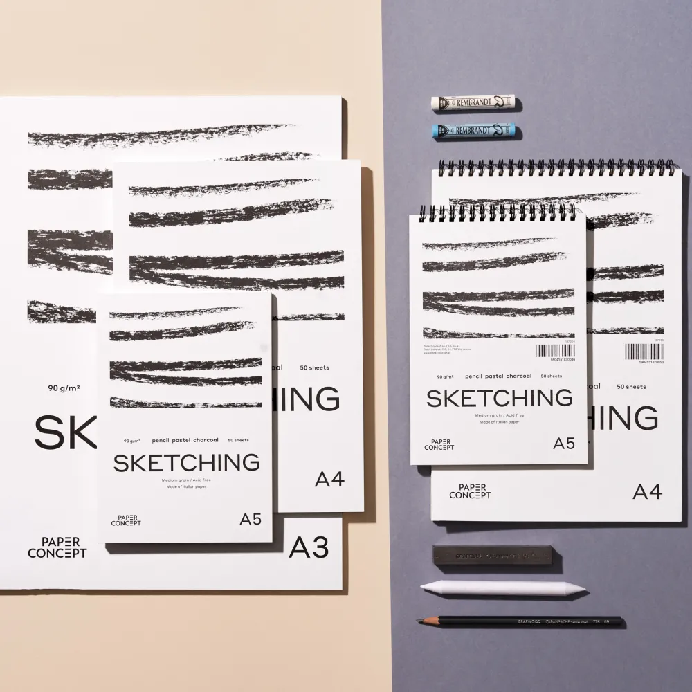 PaperConcept Blok szkicowy Sketching na spirali - - medium grain A4 90 g 50 ark. > Bloki Szkicowe|Bloki Rysunkowe
