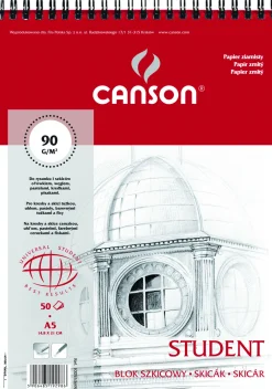 Canson Blok szkicowy Student A5 - - spirala, 90 g, 50 ark.