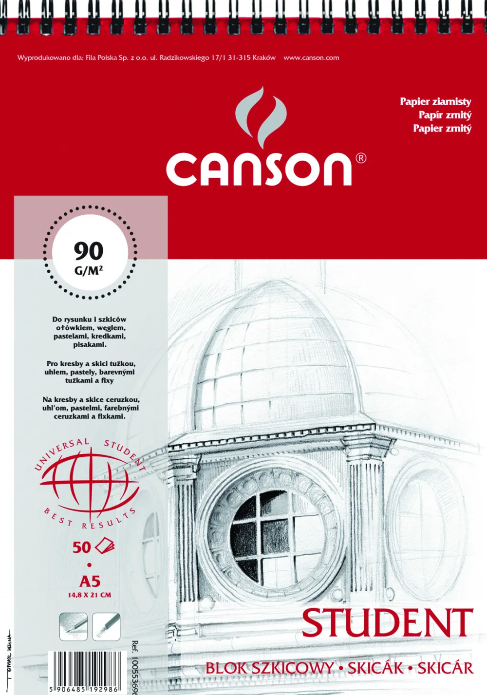 Canson Blok szkicowy Student A5 - - spirala, 90 g, 50 ark.