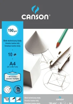 Canson Blok techniczny A4 - - biały, 190 g, 10 ark.
