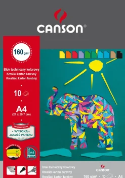 Canson Blok techniczny A4 - - kolorowy, 160 g, 10 ark. > Bloki Kolorowe|Bloki Szkolne