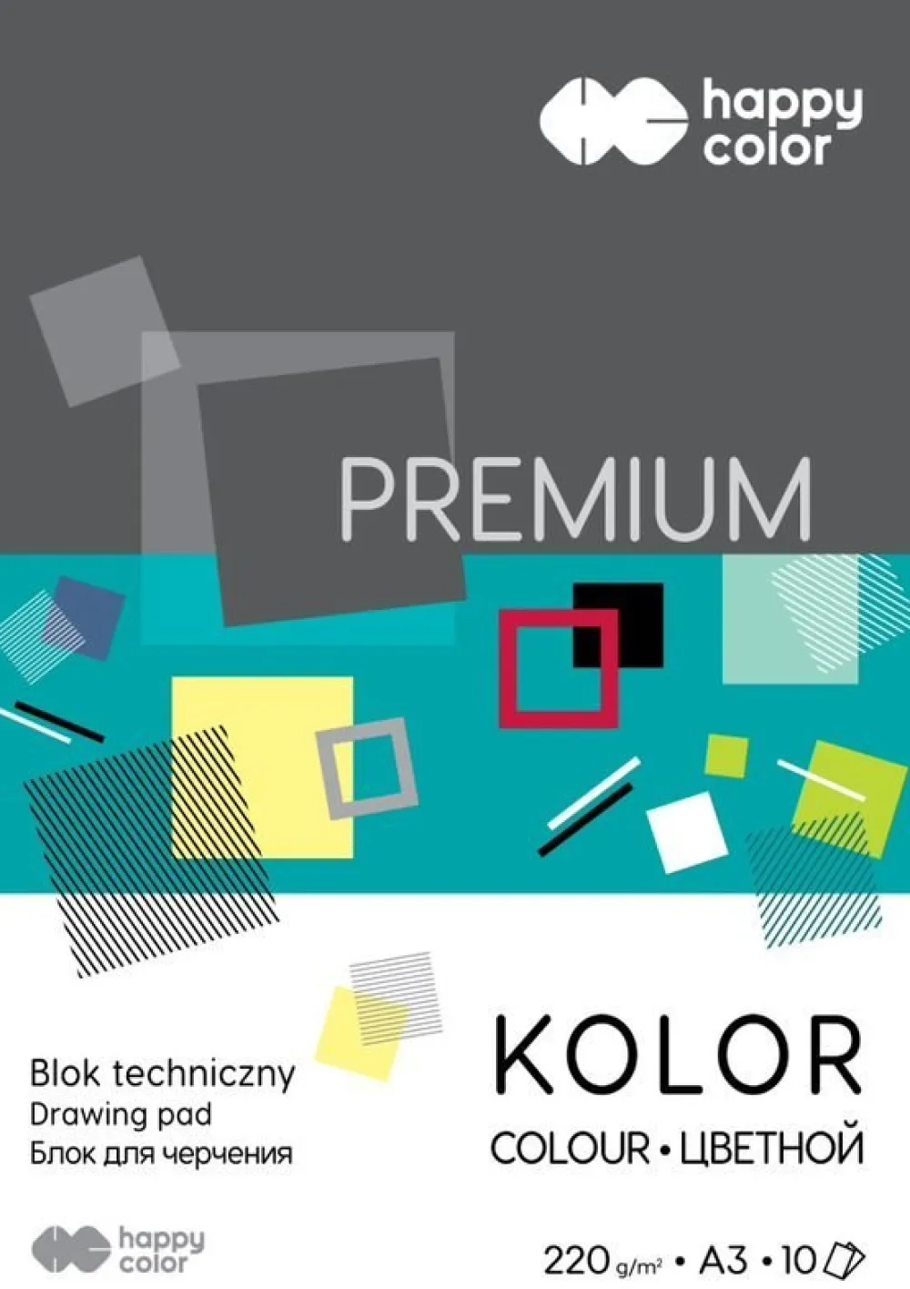 Happy Color Blok techniczny Premium A3 - - kolorowy, 220 g, 10 ark. > Bloki Szkolne