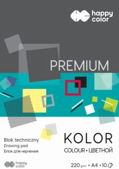 Happy Color Blok techniczny Premium A4 - - kolorowy, 220 g, 10 ark.