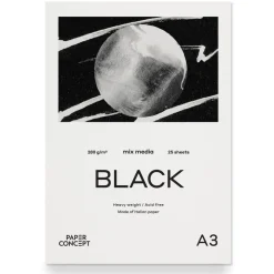 PaperConcept Blok uniwersalny Mix Media Black - - smooth A3 280 g 25 ark.