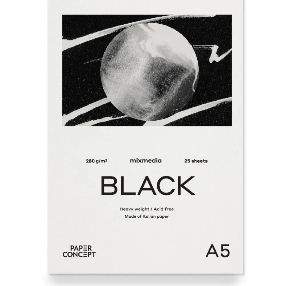 PaperConcept Blok uniwersalny Mix Media Black - - smooth A5 280 g 25 ark. > Papier Do Akwareli|Bloki Uniwersalne