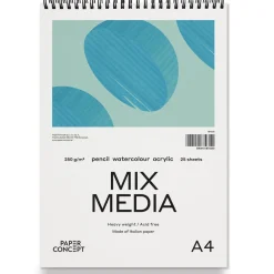 PaperConcept Blok uniwersalny Mix Media na spirali - - medium grain A4 250 g 25 ark. ><noscript><img width=