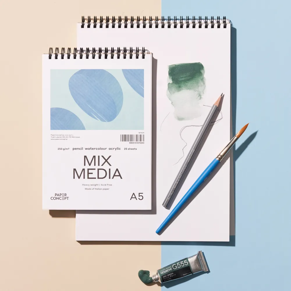 PaperConcept Blok uniwersalny Mix Media na spirali - - medium grain A5 250 g 25 ark. > Papier Do Akwareli|Bloki Uniwersalne