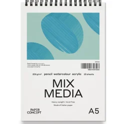 PaperConcept Blok uniwersalny Mix Media na spirali - - medium grain A5 250 g 25 ark. ><noscript><img width=