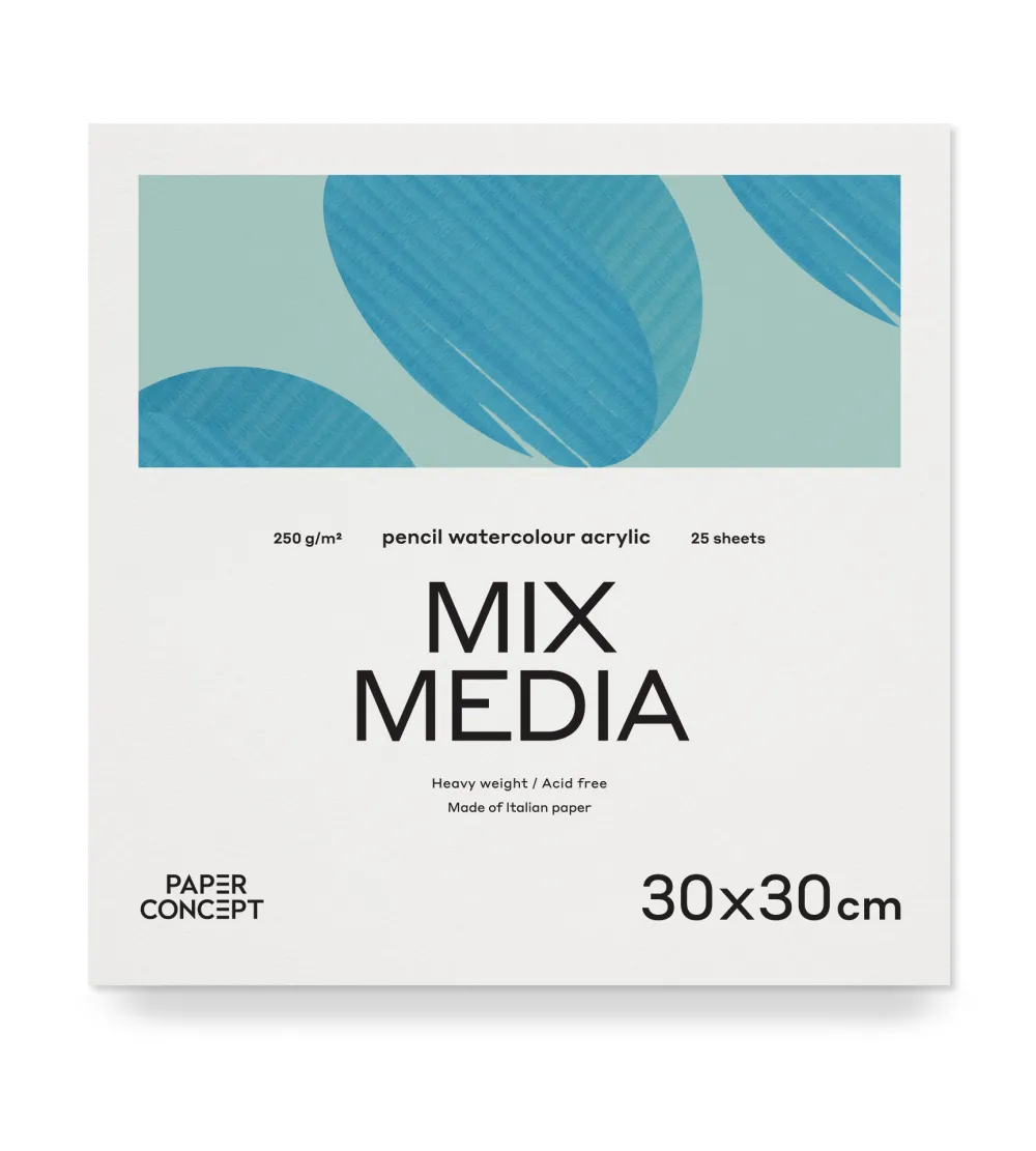 PaperConcept Blok uniwersalny Mix Media - - medium grain 30 x 30 cm 250 g 25 ark.