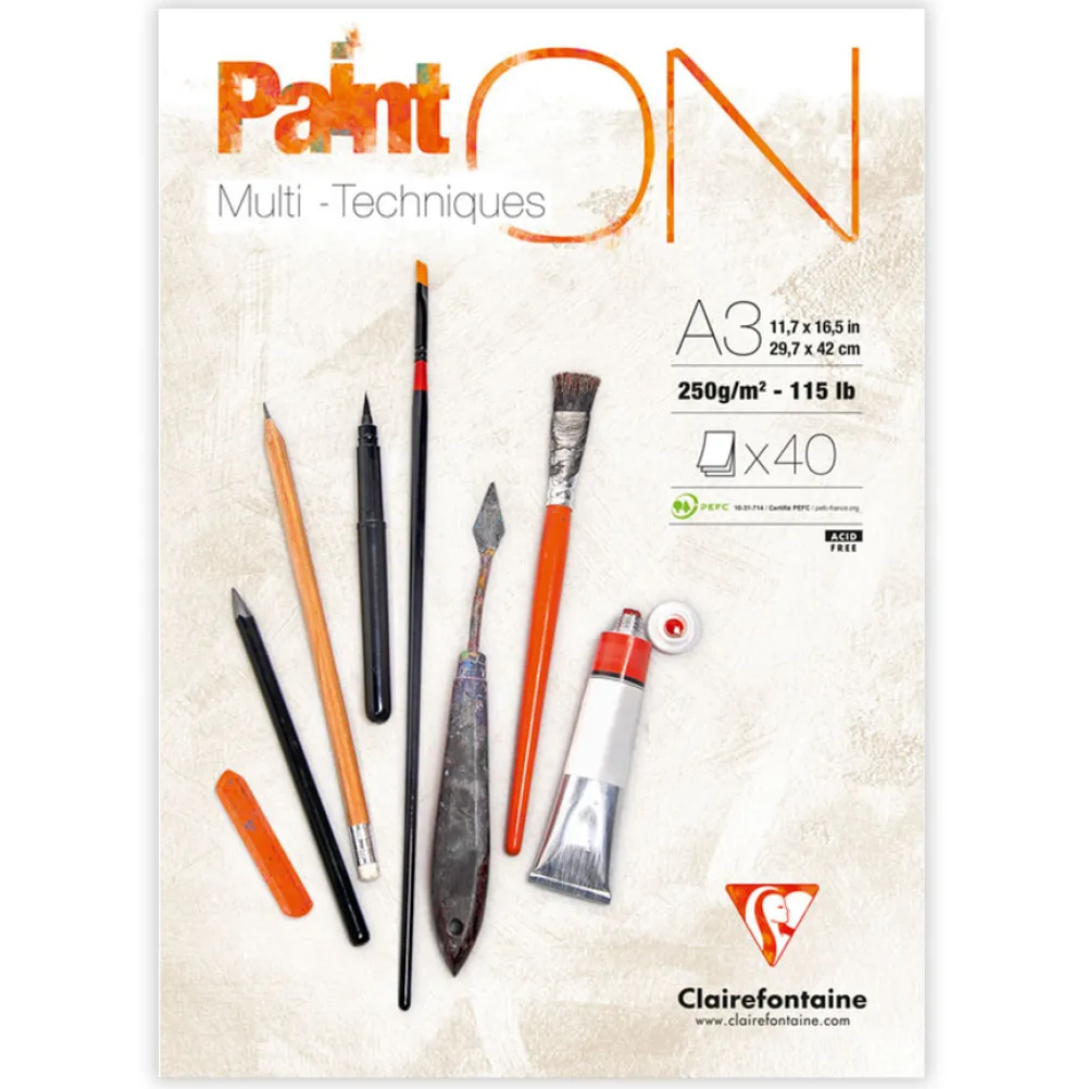 Clairefontaine Blok uniwersalny Paint'On Mixed Media - - śnieżnobiały, A3, 250g, 40 ark.