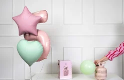 PartyDeco Butla z helem do balonów - jasnoróżowa, 0,15 m3
