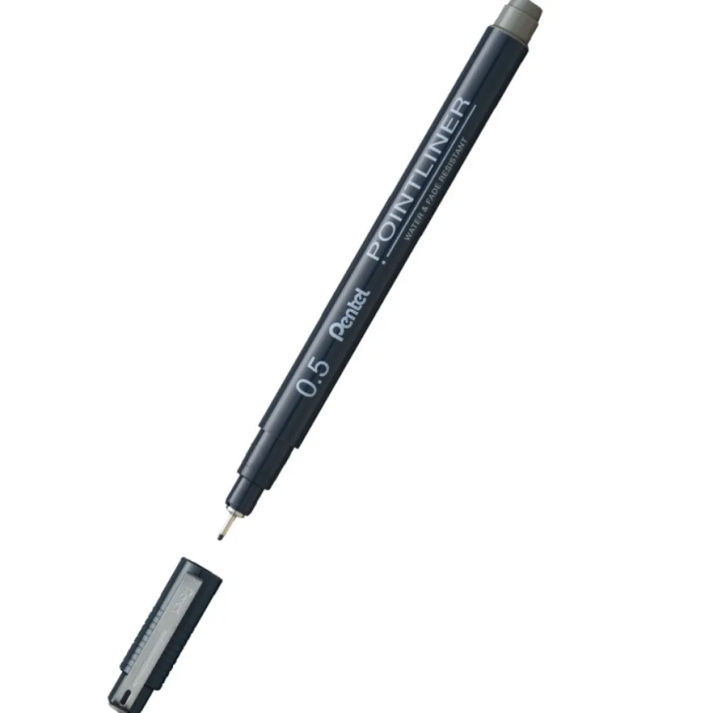 Pentel Cienkopis kalibrowany Pointliner - - szary, 0,5 mm