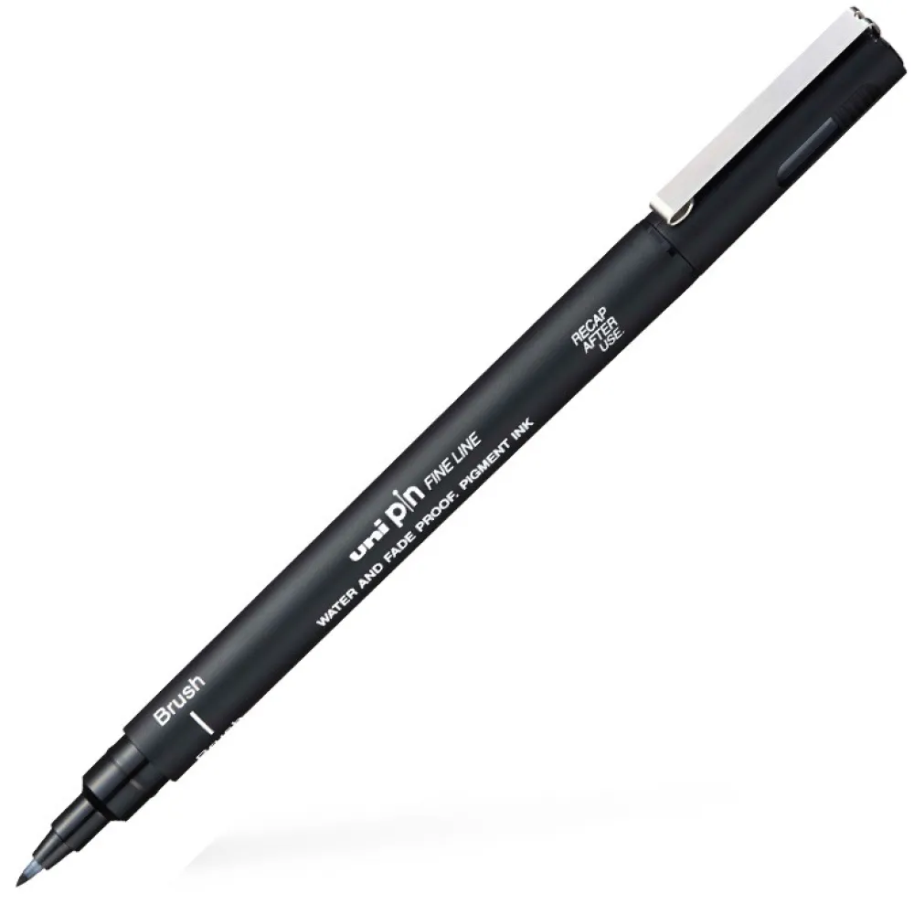 Uni Cienkopis kreślarski z pędzelkiem Pin Brush 200 - - czarny