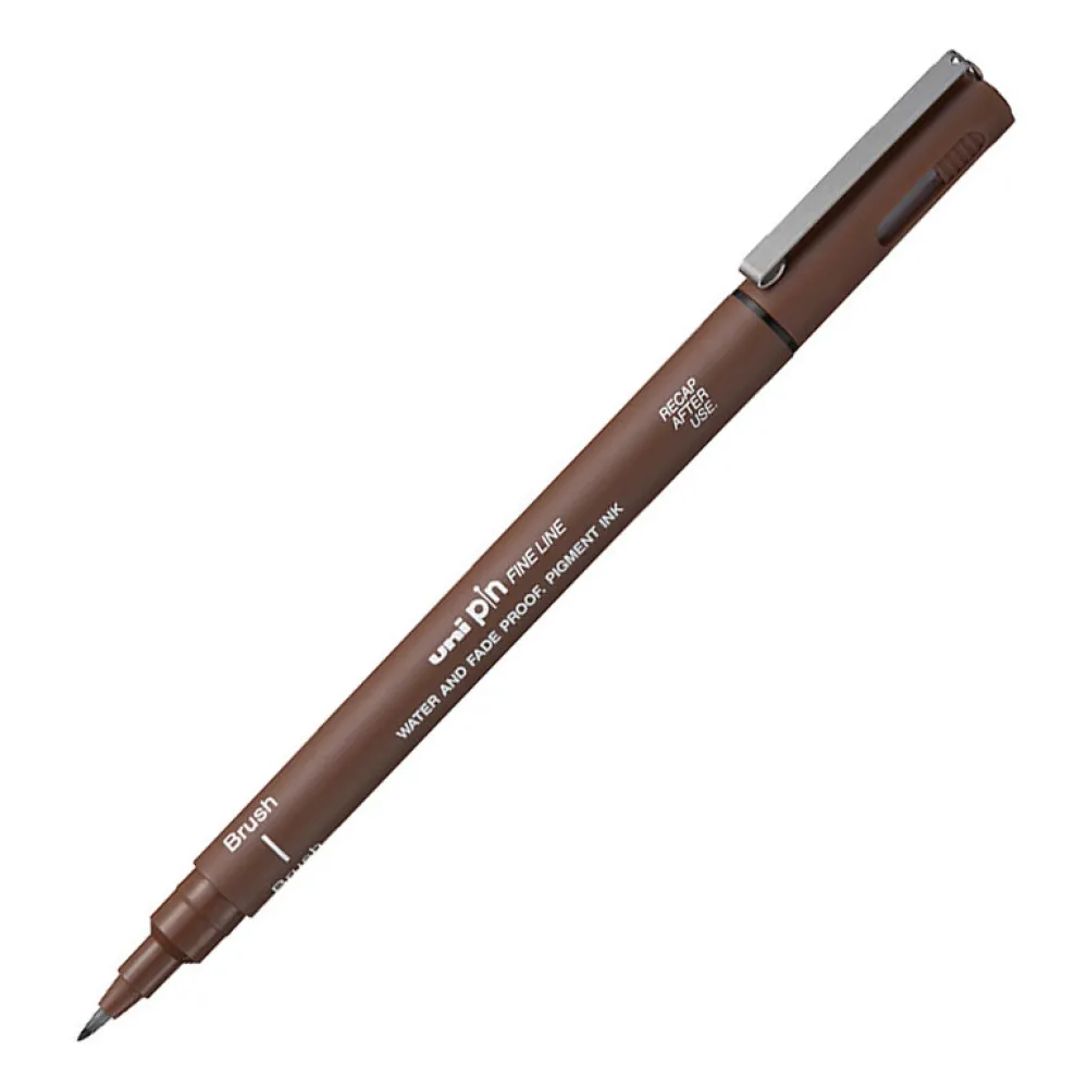 Uni Cienkopis kreślarski z pędzelkiem Pin Brush 200 - - sepia