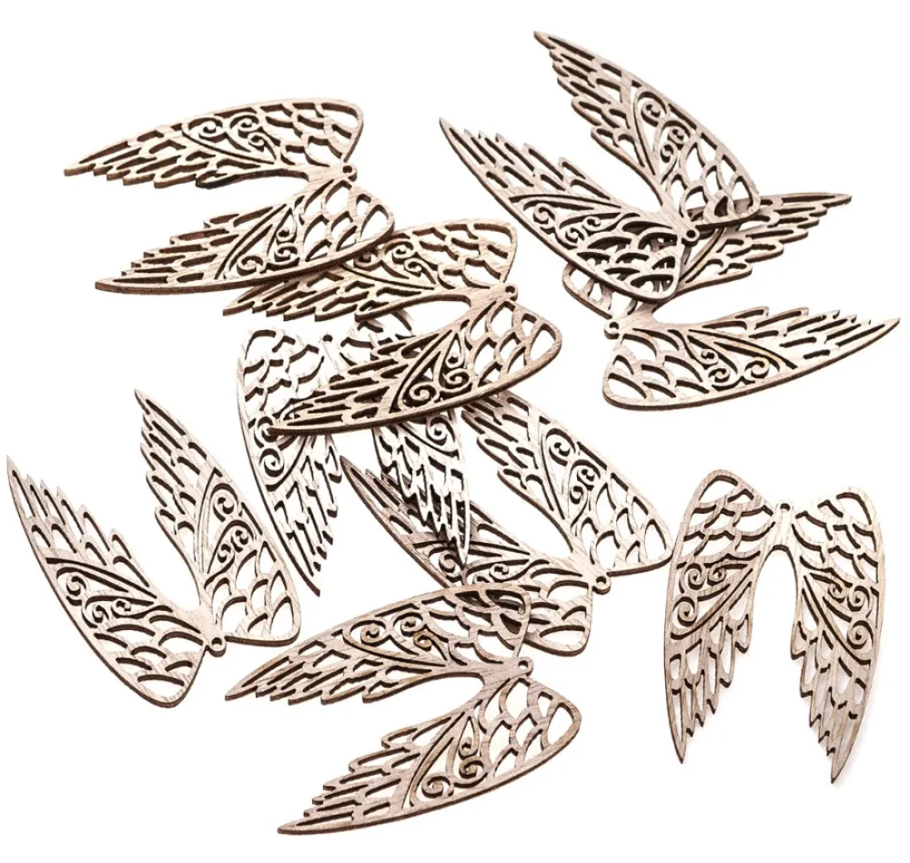 Drewniane kształty Skrzydła - DpCraft - naturalne, 6 cm, 9 szt. > Drewniane