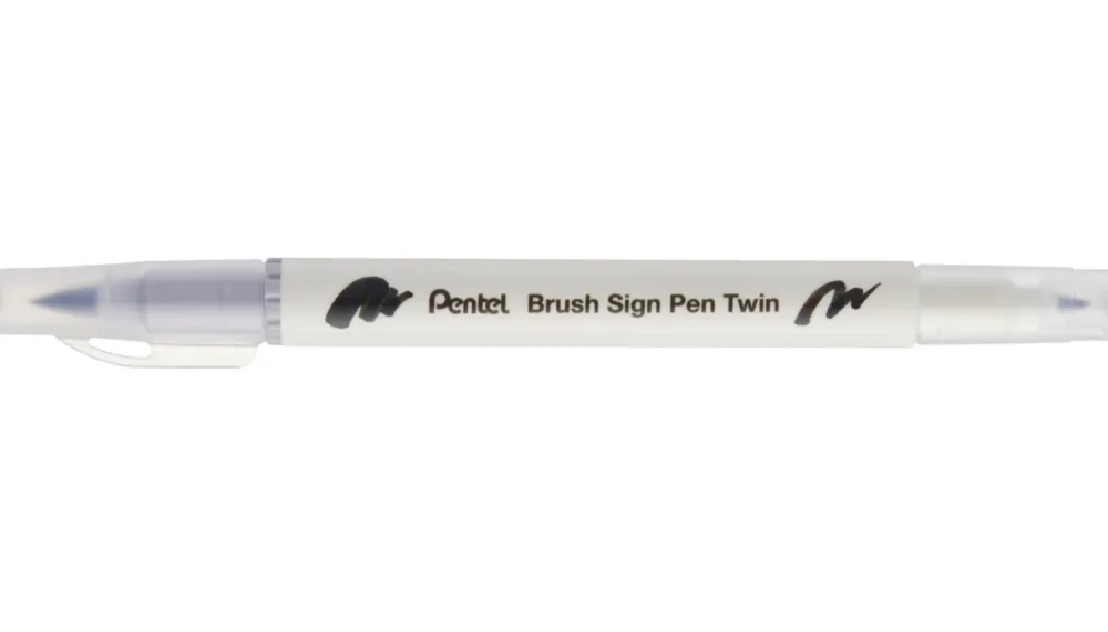 Pentel Dwustronny pisak pędzelkowy Brush Sign Pen Twin - - srebrnoszary > Pisaki Kaligraficzne