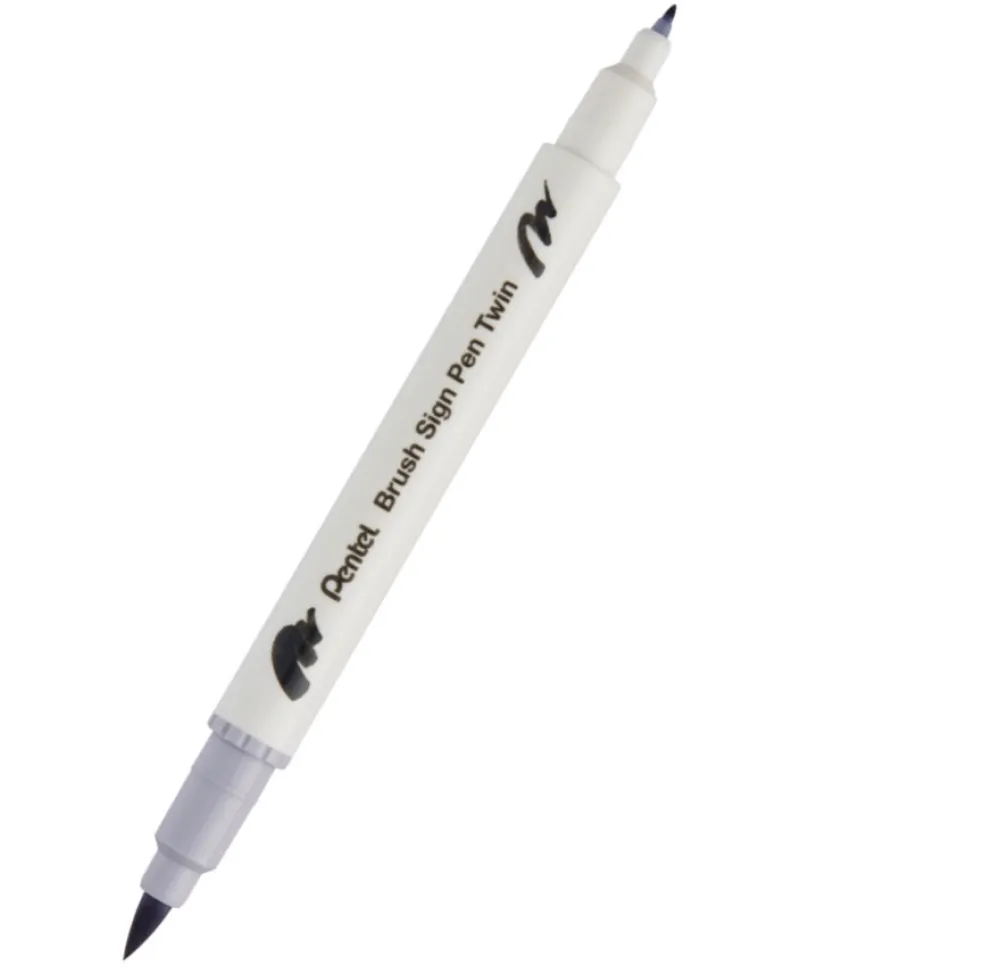 Pentel Dwustronny pisak pędzelkowy Brush Sign Pen Twin - - srebrnoszary > Pisaki Kaligraficzne