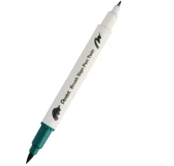 Pentel Dwustronny pisak pędzelkowy Brush Sign Pen Twin - - ciemnozielony